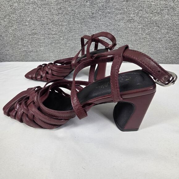 SEYCHELLES LOS ANGELES WOMENS BURGUNDY STRAPPY HEEL SANDALS SIZE 7 MADE IN ITALY - Picture 2 of 12